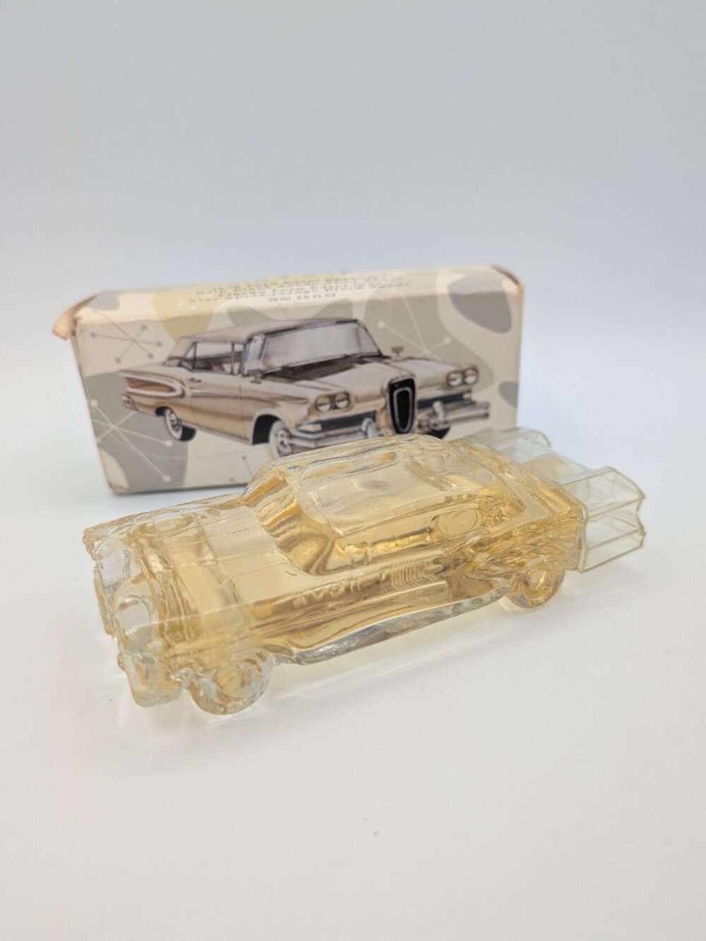 Avon 1958 Ford Edsel Glass Decanter After Shave Bottle Vintage Car Box 2.5 oz